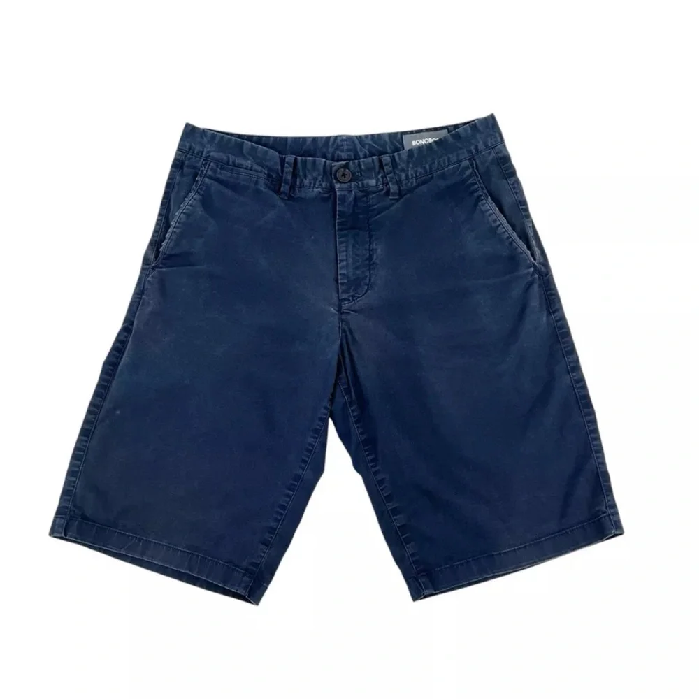 Bonobos Shorts Mens Size 30 Navy Chinos Classic Stretch Cotton Broken-in 11in